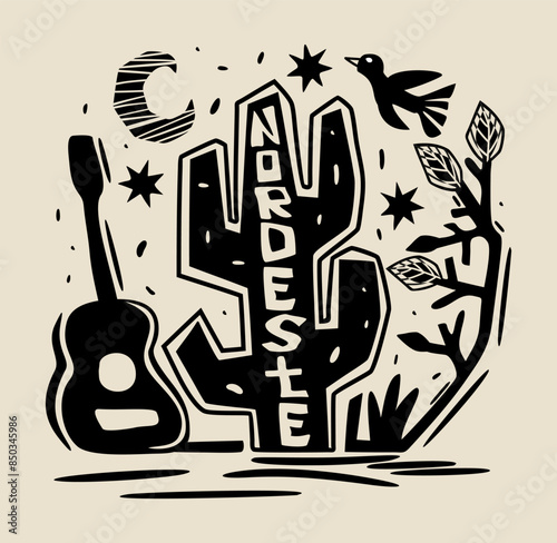 Northeast brazilian cordel. Woodcut illustration