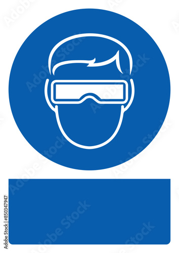 ISO mandatory safety signs wear safety goggles your custom message here portrait size a4/a3/a2/a1