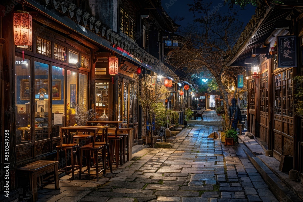Fototapeta premium Ancient towns in China, at night