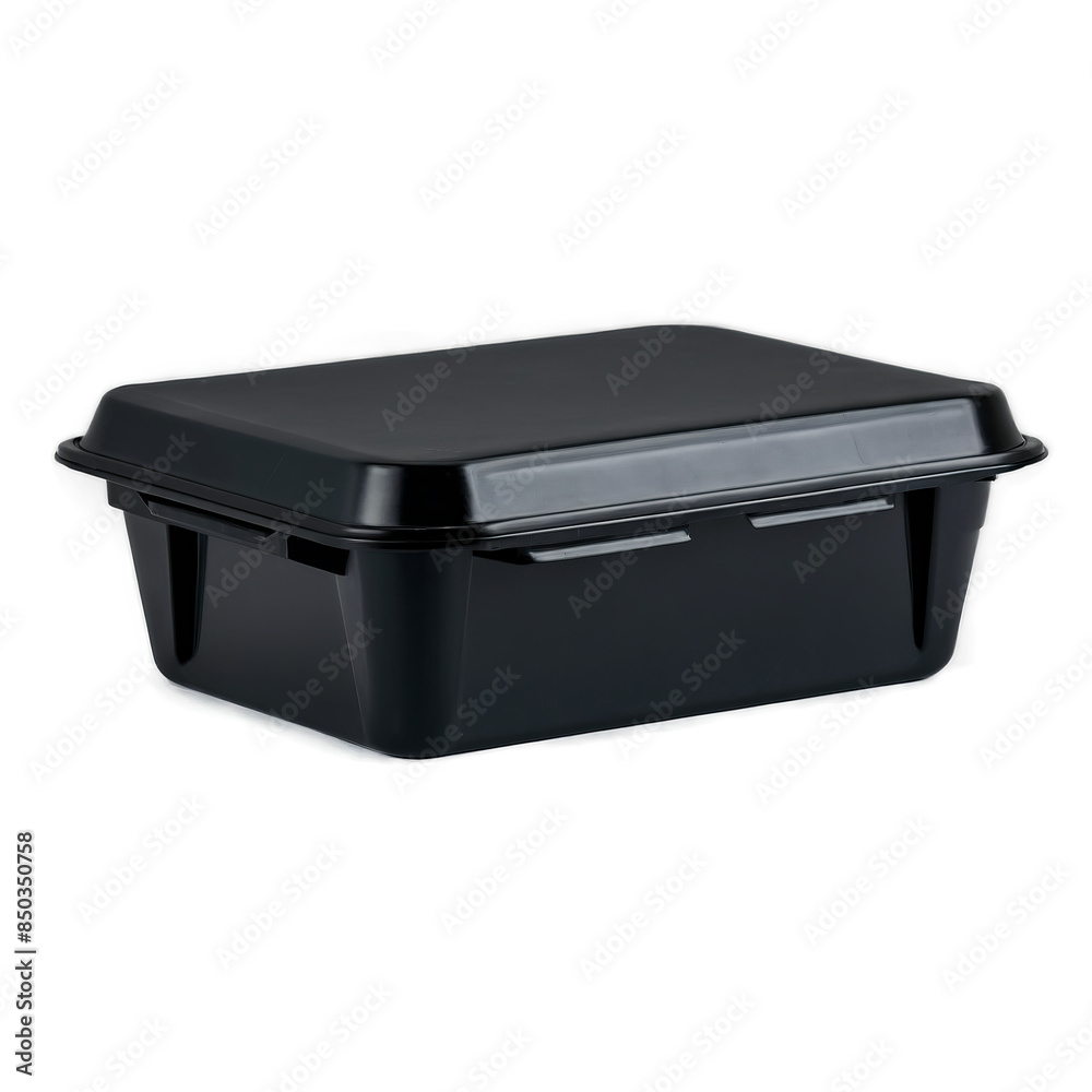 This is a black plastic storage container shown against a white background, ideal for png transparency editing This is a black plastic storage container shown against a white background, ideal for png transparency editing