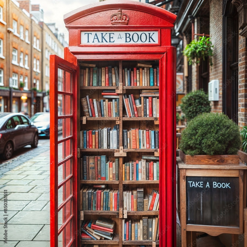 old red phone box converted into a library for book crossing old red phone box converted into a library for book crossing