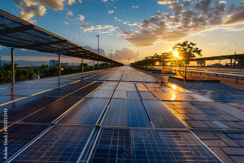 Placas solares producciendo energia limpia y sostenible