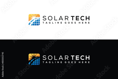 creative logo design solar tech vector template