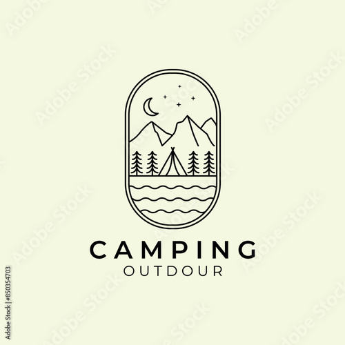 camping line art logo vector illustrator design