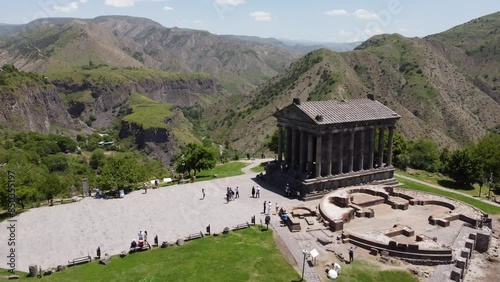 Fly-by of the ancient pagan temple of Garni in Armenia. 