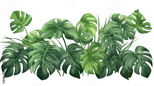 leaves isolated monstera on white