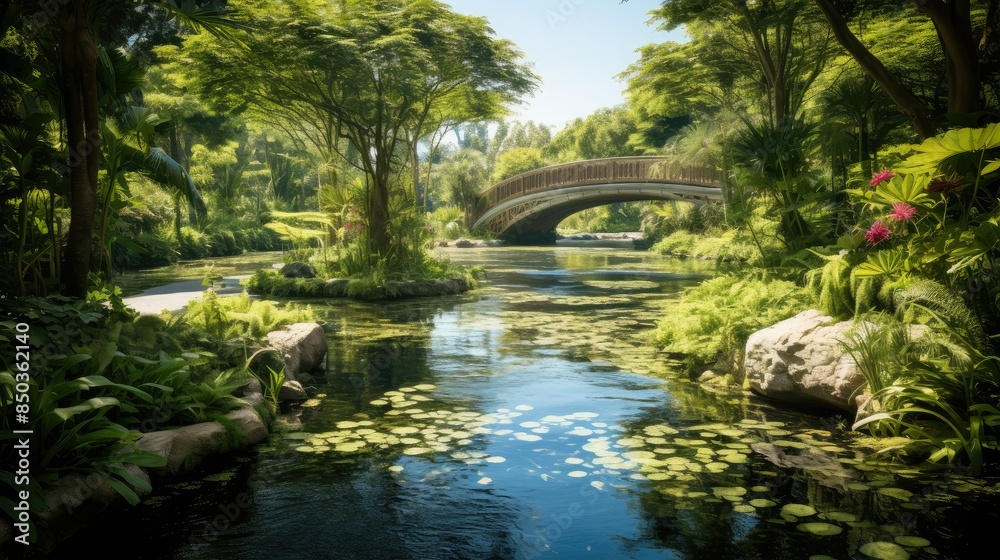 Lazy river winding through lush greenery Lazy river winding through lush greenery