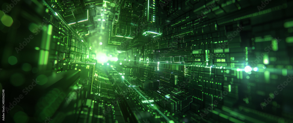 Dynamic Zoom Out of Neon Green Digital Cube with Motion Effect, Featuring Strong Metal and Machine Elements Dynamic Zoom Out of Neon Green Digital Cube with Motion Effect, Featuring Strong Metal and Machine Elements