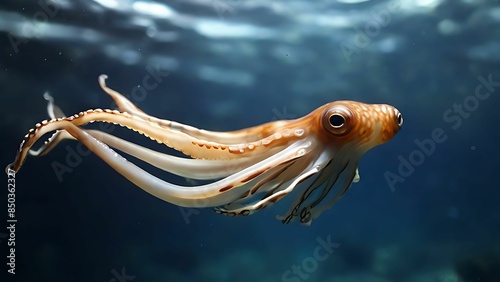 Squid swimming in the sea photo