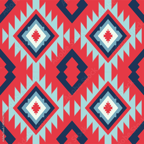 Ethnic pattern in the form of square tiles. Vector illustration. photo