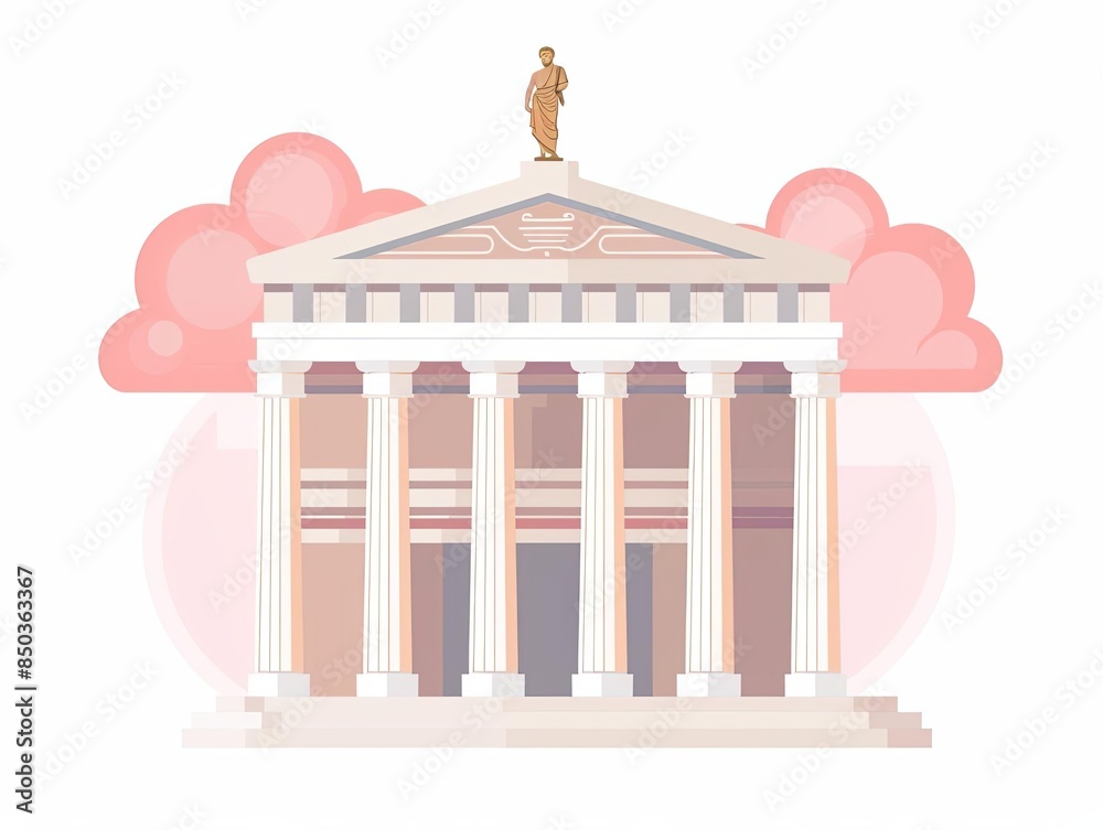 Statue atop Greek Temple with Colorful Clouds
Statue atop Greek Temple with Colorful Clouds