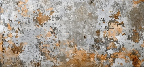 Weathered Concrete Wall With Peeling Paint and Cracks © PLATİNUM