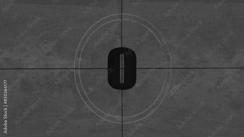 Retro vintage style countdown animated video . Top five countdown, neon light numbers from 5 to 0, Film leader countdown, Old movie countdown film reel