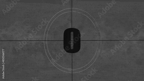 Retro vintage style countdown animated video . Top five countdown, neon light numbers from 5 to 0, Film leader countdown, Old movie countdown film reel