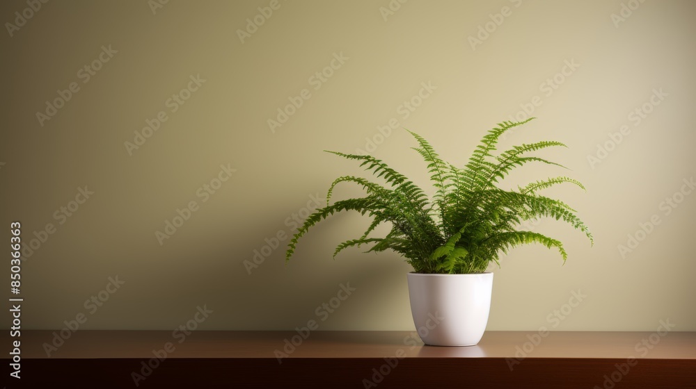 Fototapeta premium Boston Fern (Nephrolepis exaltata) with its delicate, arching fronds, adding a touch of softness and elegance to a room.