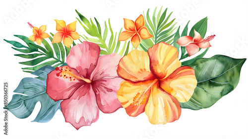 tropical leaf and flower