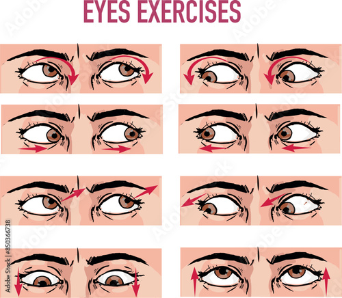 A set of exercises for the eyes. For better vision, relaxation, stretching, focus, training the eye muscles
