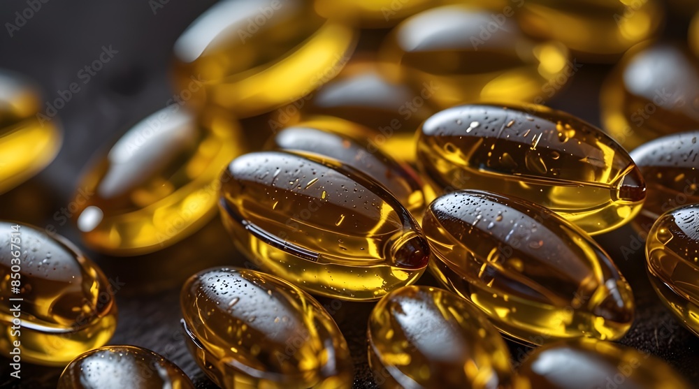 Fish oil capsule close up concept of healthy diet.generative.ai Fish oil capsule close up concept of healthy diet.generative.ai