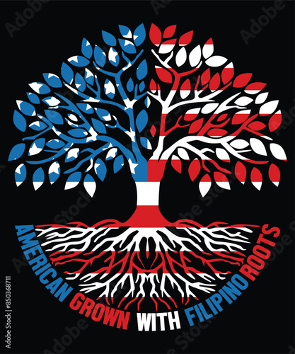  Happy 4th Of July shirt print template typography design for art American Grown With Filipino Roots 