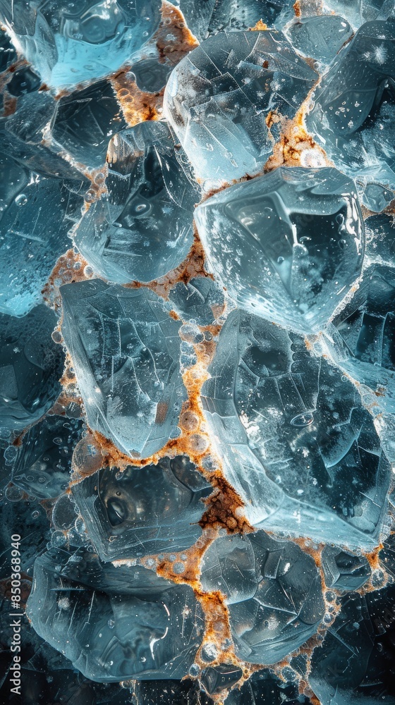 Obraz premium Scratched ice sheets taken from a top-down perspective.