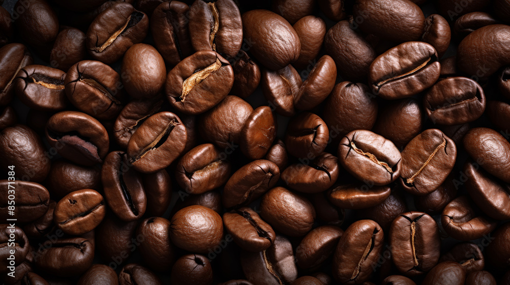 Top view of Aromatic Roasted coffee beans background , macro Top view of Aromatic Roasted coffee beans background , macro