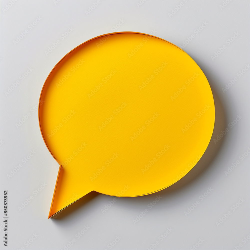 Yellow Paper Speech Bubble on plain White Background Yellow Paper Speech Bubble on plain White Background