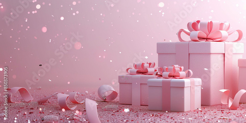 Wallpaper Mural Wide view happiness 3D Gift boxs on pastel background with copyspace,ribbon Torontodigital.ca