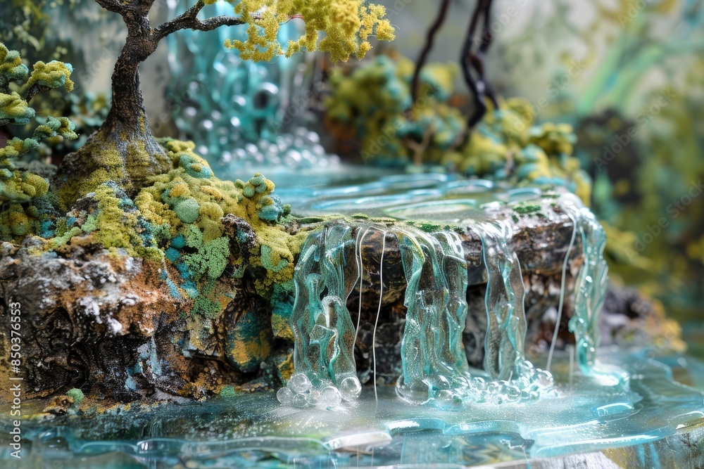 Waterfall craft created using hot glue gun - generative ai Waterfall craft created using hot glue gun - generative ai