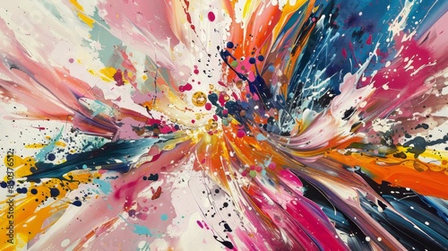 Abstract Colorful Swirls and Splatter Painting