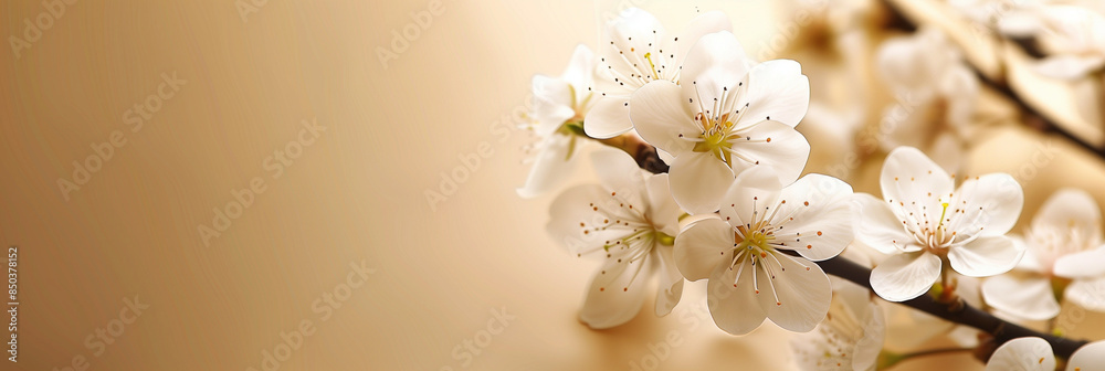 Fototapeta premium sakura flower branch isolated on beige background