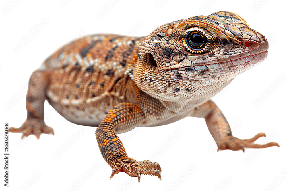 Naklejka premium View from side of worm lizard isolated on white background
