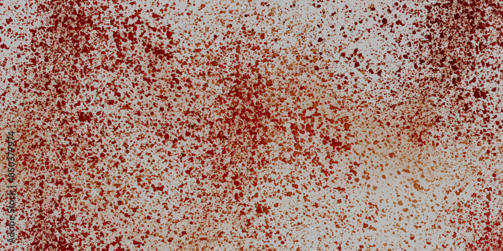 Red stain rusty metal texture old terrazzo surface isolated overlay decorative vintage vector background.