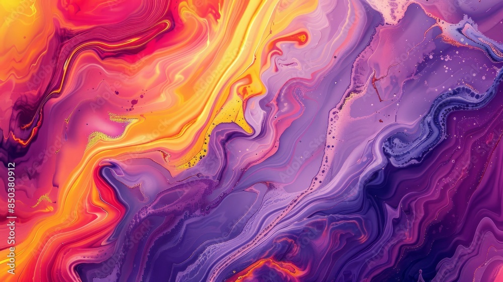 Fototapeta premium Abstract fluid art background with vibrant colors and swirling shapes, creating an otherworldly atmosphere for design use.