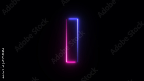 Neon letter I. Two-color looping trendy glowing neon alphabet letter I. Educational concept with neon letter
