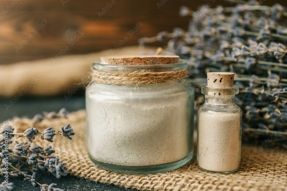 Natural bath powder with lavender, beauty and health Natural bath powder with lavender, beauty and health