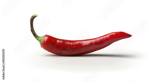 Isolated single chili pepper on a white background with clipping path included