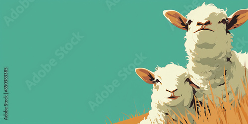 sheep lamb, blue banner copy space, veterinary disease treatment diagnostic photo