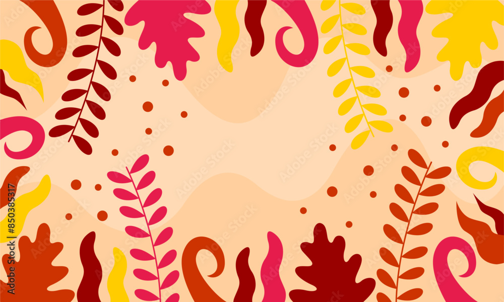 Flat abstract floral leaves background