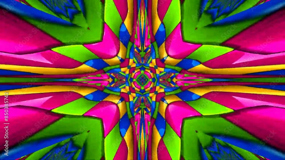 3D kaleidoscope mandala abstract background of trippy art psychedelic trance to open third eye with visuals energy chakra futuristic audiovisual VJ seamless loop
