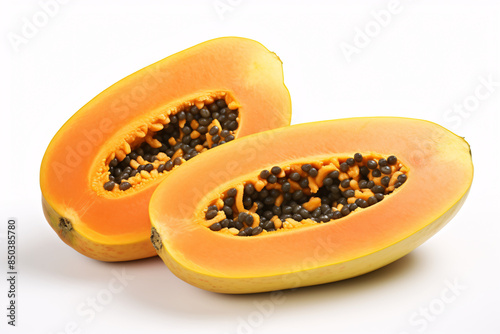 a papaya cut in half