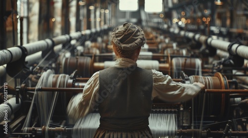 Wallpaper Mural Little girl working in a textile factory during the Industrial Revolution. Torontodigital.ca