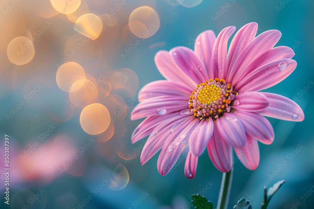 Beautiful Single vibrant daisy flower with soft bokeh background. Beautiful Single vibrant daisy flower with soft bokeh background.