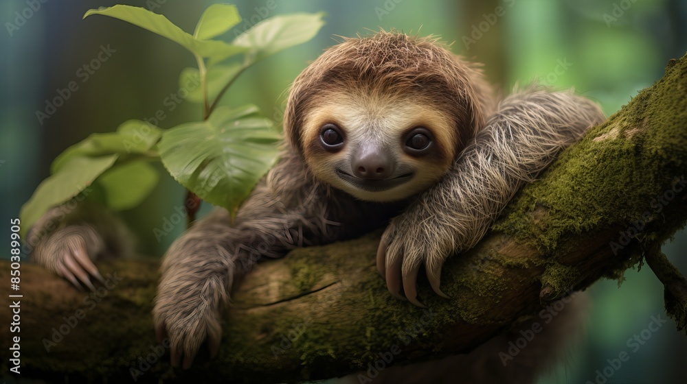 Peaceful sloth Resting in Arboreal Habitat - Cute Marsupial Wildlife Photography Peaceful sloth Resting in Arboreal Habitat - Cute Marsupial Wildlife Photography