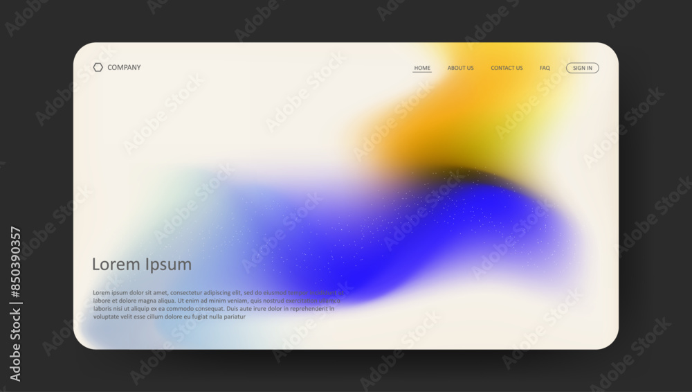 Fototapeta premium Abstract wave futuristic design of landing page. retro gradient mesh website design