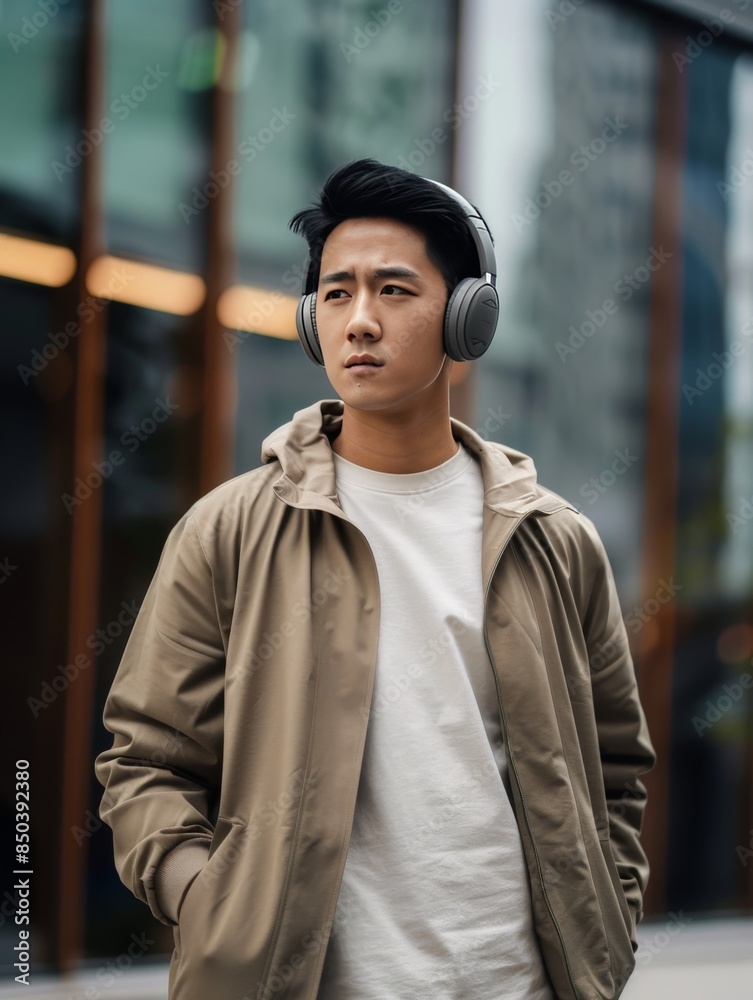 portrait handsome asian man posing outdoors portrait handsome asian man posing outdoors