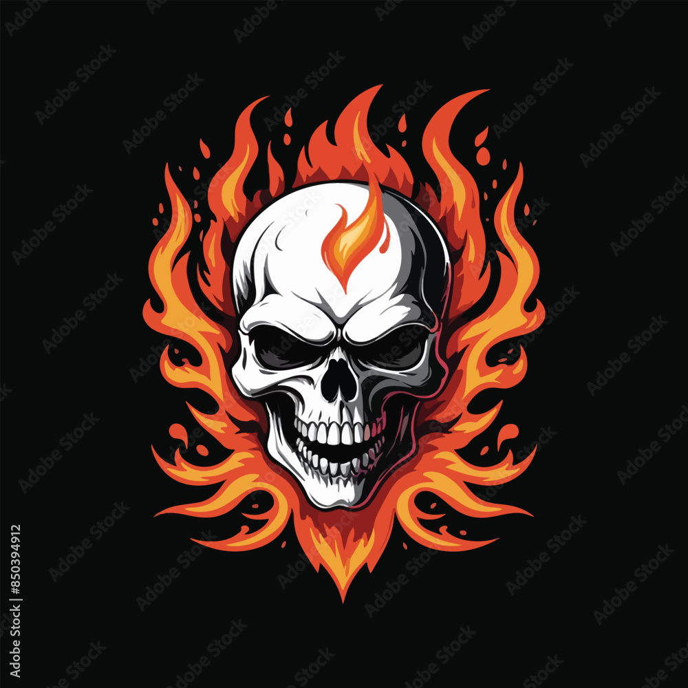 angry flames skull head angry flames skull head