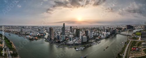 The aerial view of Ho Chi Minh City in Vietnam