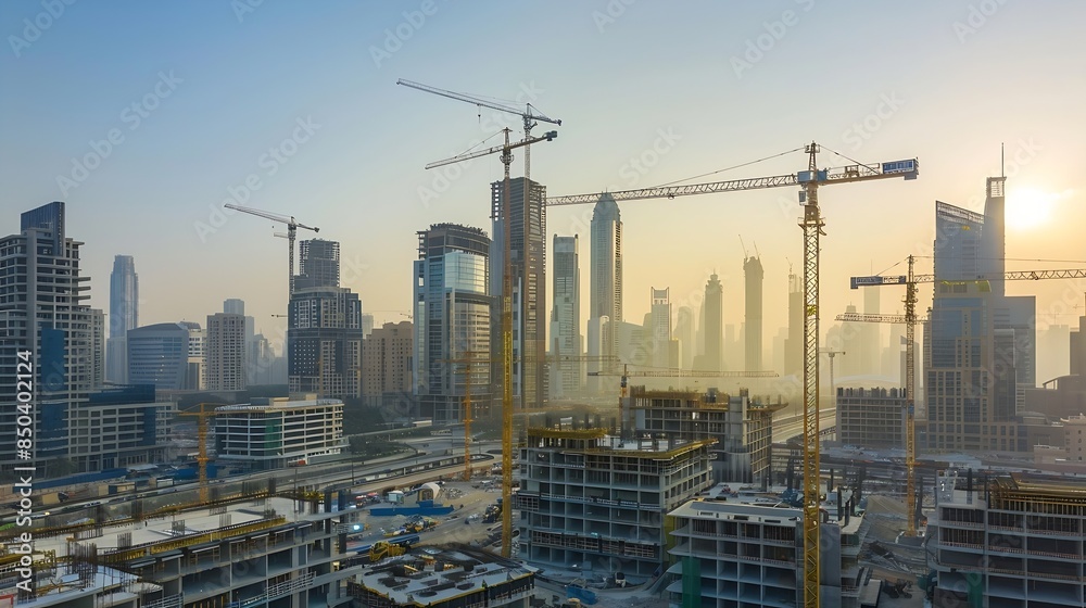 Hyperlapse time lapse of construction city Construction of a large area with skyscrapers Process of building new high rise buildings Timelapse of a Large Real Estate : Generative AI Hyperlapse time lapse of construction city Construction of a large area with skyscrapers Process of building new high rise buildings Timelapse of a Large Real Estate : Generative AI