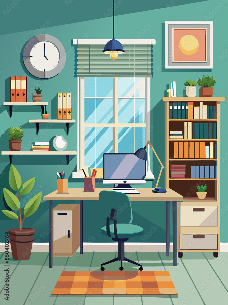 A home office with a clean and modern design A home office with a clean and modern design