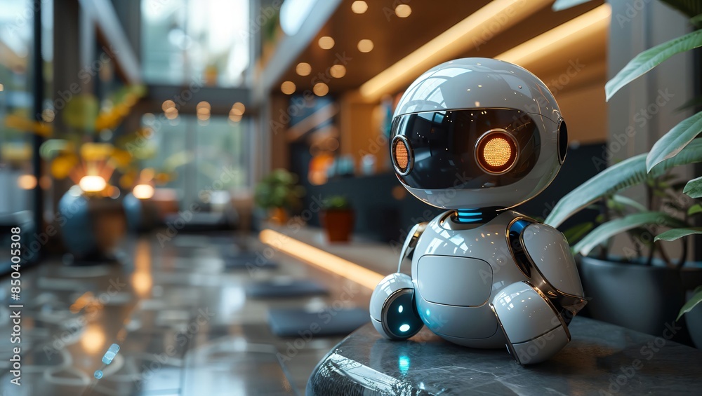 AI-powered virtual assistant in a modern office, realistic photo, bright lighting AI-powered virtual assistant in a modern office, realistic photo, bright lighting
